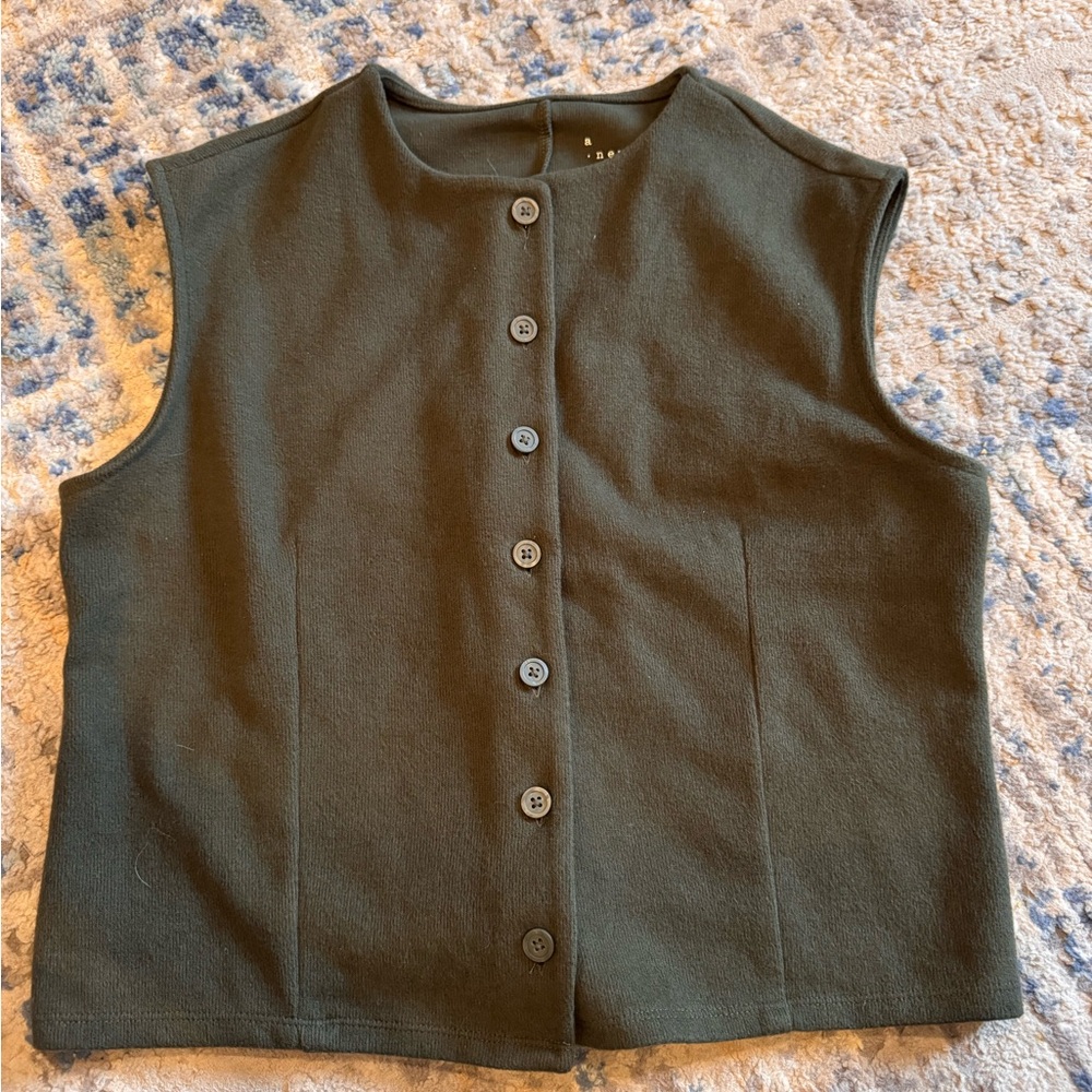 a new day Olive Green Button-Front Sleeveless Vest